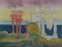 Roberto Matta - Chile 1911 2002 - Larc obscur des heures 8 pm - aguafuerte - 50 x 70 cms -1975